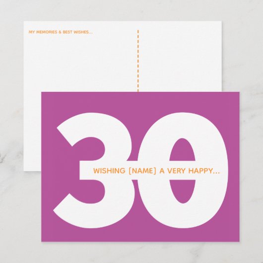 Happy 30th Birthday Milestone Briefkaarten in Mage (Voorkant / Achterkant)