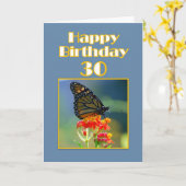 Happy 30th Birthday Monarch Butterfly Kaart (Gele Bloem)