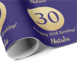 Happy 30th Birthday Navy Blue en Gold Glitter Cadeaupapier<br><div class="desc">Fijne 30e verjaardag marinenblauw en Glitter Glitter Wrapping Paper met persoonlijke naam. Voor verdere aanpassing,  te klikken gelieve de knoop "van de Aanpassing het"en ons ontwerphulpmiddel te gebruiken om deze sjabloon te wijzigen.</div>