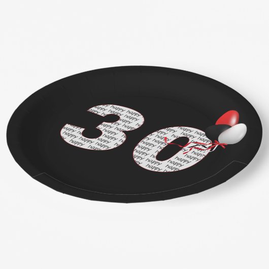 Happy 30th Birthday op zwart papier Bord (Gekanteld)