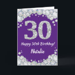 Happy 30th Birthday Paars en Silver Glitter Card Kaart<br><div class="desc">Happy 30th Birthday Paars and Silver Glitter Card met persoonlijke naam. Voor verdere aanpassing,  te klikken gelieve de knoop "van de Aanpassing het"en ons ontwerphulpmiddel te gebruiken om deze sjabloon te wijzigen.</div>