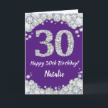Happy 30th Birthday Paars en Silver Glitter Card Kaart<br><div class="desc">Happy 30th Birthday Paars and Silver Glitter Card met persoonlijke naam. Voor verdere aanpassing,  te klikken gelieve de knoop "van de Aanpassing het"en ons ontwerphulpmiddel te gebruiken om deze sjabloon te wijzigen.</div>