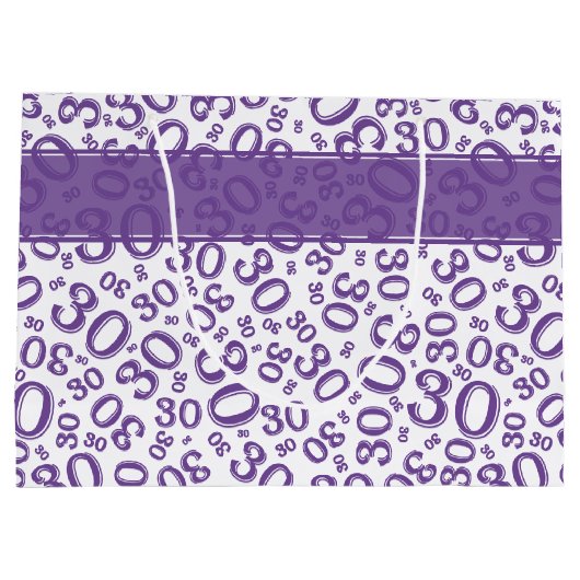 Happy 30th Birthday Paars Random Number Pattern Groot Cadeauzakje (Achterkant)