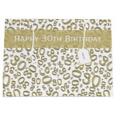 Happy 30th Birthday Party Pattern Gold en White Groot Cadeauzakje (Voorkant)