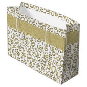 Happy 30th Birthday Party Pattern Gold en White Groot Cadeauzakje (Achterkant Gekanteld)