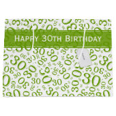 Happy 30th Birthday Party Pattern Green and White Groot Cadeauzakje (Voorkant)