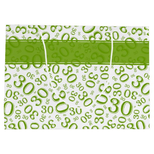 Happy 30th Birthday Party Pattern Green and White Groot Cadeauzakje (Achterkant)