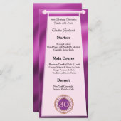 Happy 30th Birthday Pink Glitter Folie Menu (Voorkant / Achterkant)