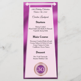 Happy 30th Birthday Pink Glitter Folie Menu