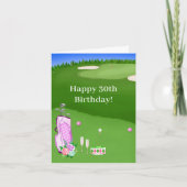 Happy 30th Birthday Pink Golf Bag Kaart (Voorkant)