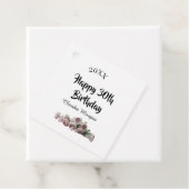 Happy 30th birthday pink white mauve floral name y bedankjes labels (In situ)