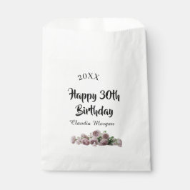 Happy 30th birthday pink white mauve floral name y bedankzakje