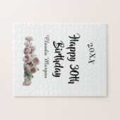 Happy 30th birthday pink white mauve floral name y legpuzzel (Horizontaal)