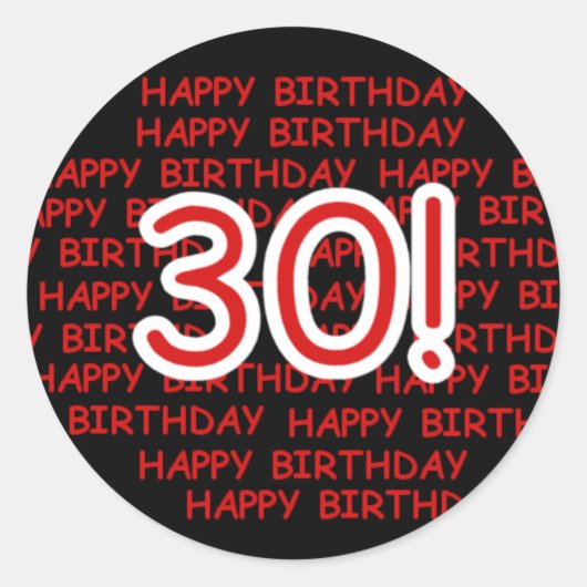 Happy 30th Birthday Ronde Sticker (Voorkant)
