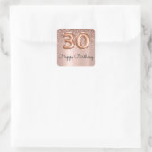 Happy 30th Birthday Roos Gold Glitter Monogram Vierkante Sticker (Tas)