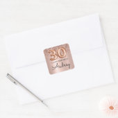 Happy 30th Birthday Roos Gold Glitter Monogram Vierkante Sticker (Envelop)