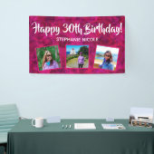 Happy 30th Birthday roze persoonlijke foto's Spandoek (Beurs)