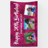 Happy 30th Birthday roze persoonlijke foto's Spandoek (Verticaal)