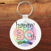 Happy 30th Birthday (roze) Sleutelhanger (Voorkant)