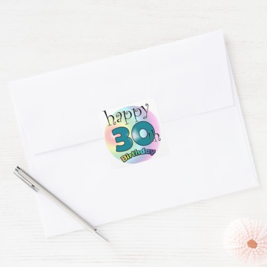 Happy 30th Birthday Vierkante Sticker (Envelop)