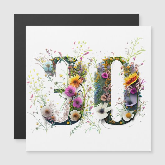 Happy 30th Birthday Wilde bloemen en vogels (Voorkant / Achterkant)