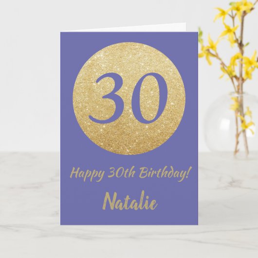 Happy 30th Birthday Zeer Peri en Gold Glitter Kaart (Gele Bloem)