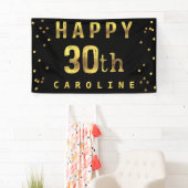 Happy 30th Faux Gold Foil Confetti Black Spandoek (Insitu)