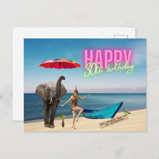 Happy 30th Fun & Funky Birthday Briefkaart (Voorkant / Achterkant)