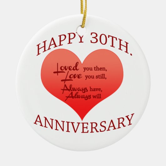 Happy 30th Jubileum Keramisch Ornament (Voorkant)