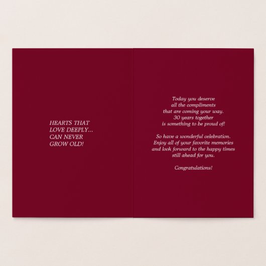 Happy 30th Jubileum Luxury Folie Kaarten (Binnen)
