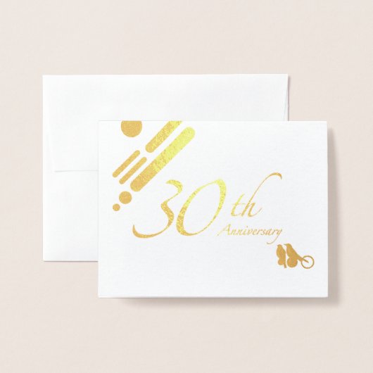 Happy 30th Jubileum Mod Birds Folie Kaarten (Voorkant met envelop)