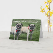 Happy 30th Jubileum pug wenskaart Kaart (Gele Bloem)