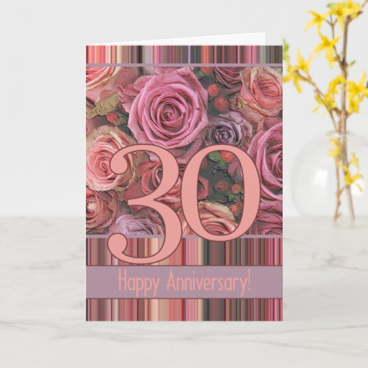 Happy 30th Jubileum rozen Kaart (Gele Bloem)