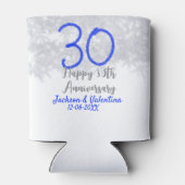 Happy 30th wedding anniversary silver blue glitter blikjeskoeler (Achterkant)