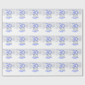 Happy 30th wedding anniversary silver blue glitter cadeaupapier (Vlak)