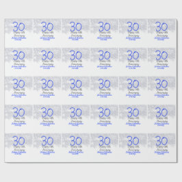 Happy 30th wedding anniversary silver blue glitter cadeaupapier