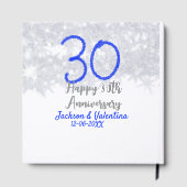 Happy 30th wedding anniversary silver blue glitter gastenboek (Achterkant)