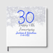 Happy 30th wedding anniversary silver blue glitter gastenboek (Voorkant)