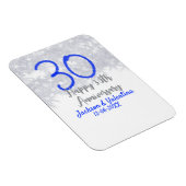 Happy 30th wedding anniversary silver blue glitter magneet (Rechterzijde)