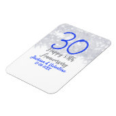 Happy 30th wedding anniversary silver blue glitter magneet (Linkerzijde)