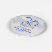 Happy 30th wedding anniversary silver blue glitter papieren bordje (Gekanteld)