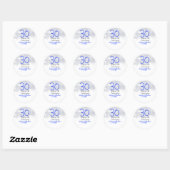 Happy 30th wedding anniversary silver blue glitter ronde sticker (Vel)