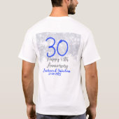 Happy 30th wedding anniversary silver blue glitter t-shirt (Achterkant)