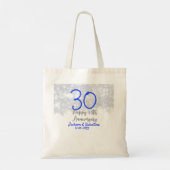Happy 30th wedding anniversary silver blue glitter tote bag (Achterkant)