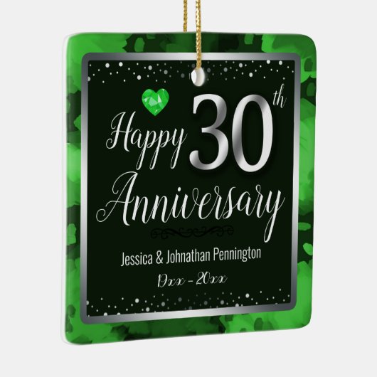 Happy 30th Wedding Jubileum - Aangepaste naam Keramisch Ornament (Rechts)