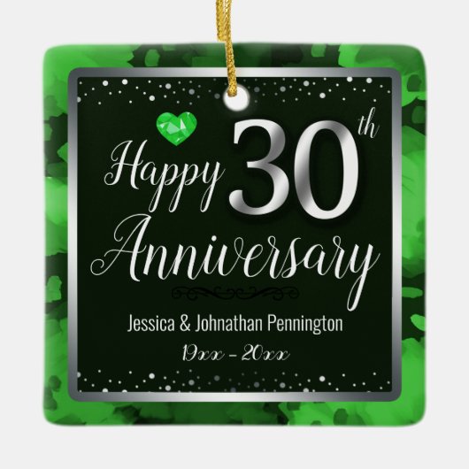 Happy 30th Wedding Jubileum - Aangepaste naam Keramisch Ornament (Voorkant)