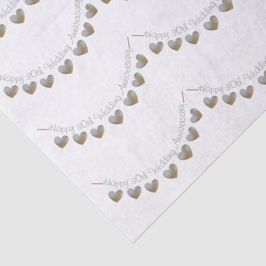 Happy 30th Wedding Jubileum parelhartbundel Tissuepapier (Detail)