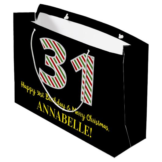 Happy 31st verjaardag & prettige kerst, aangepaste groot cadeauzakje (Achterkant Gekanteld)