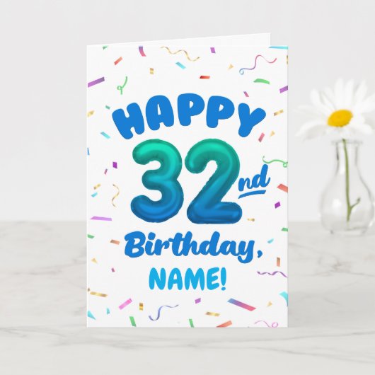 Happy 32nd Birthday Card with Custom Name Kaart (Kleine Plant)