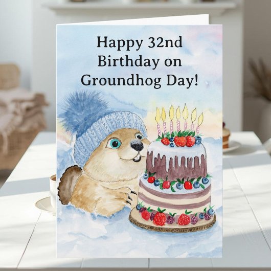  Happy 32nd Groundhog Day Birthday  Kaart